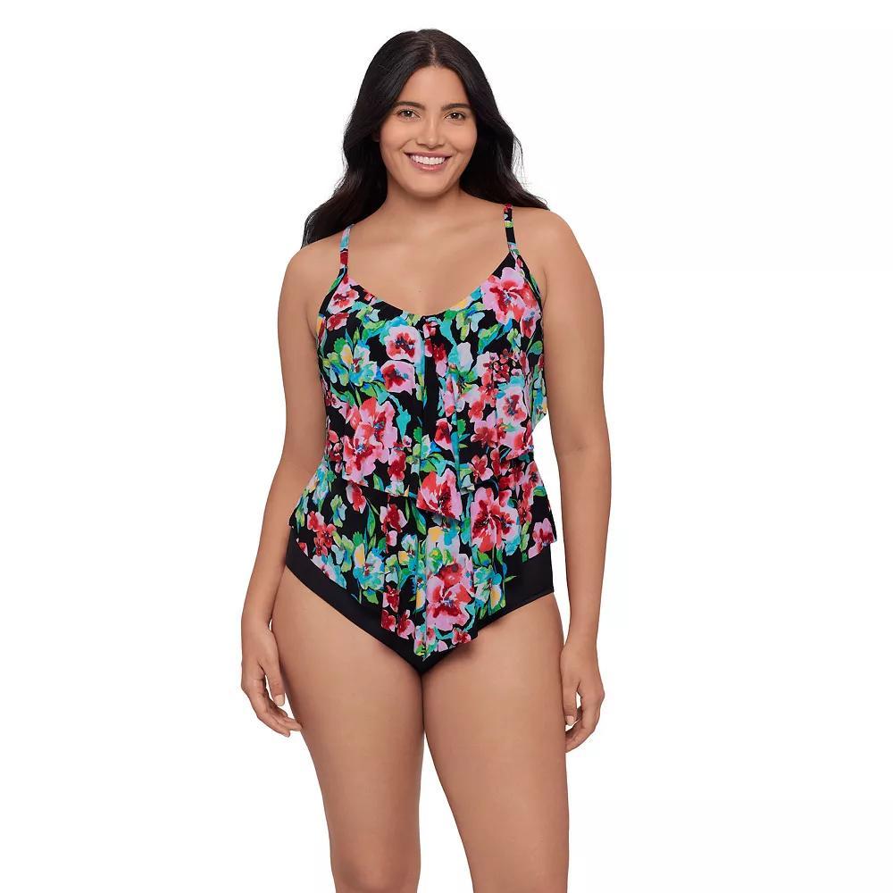 Women's Trimshaper Ronnie Tankini Top, Size: 12, Blooming Product Image