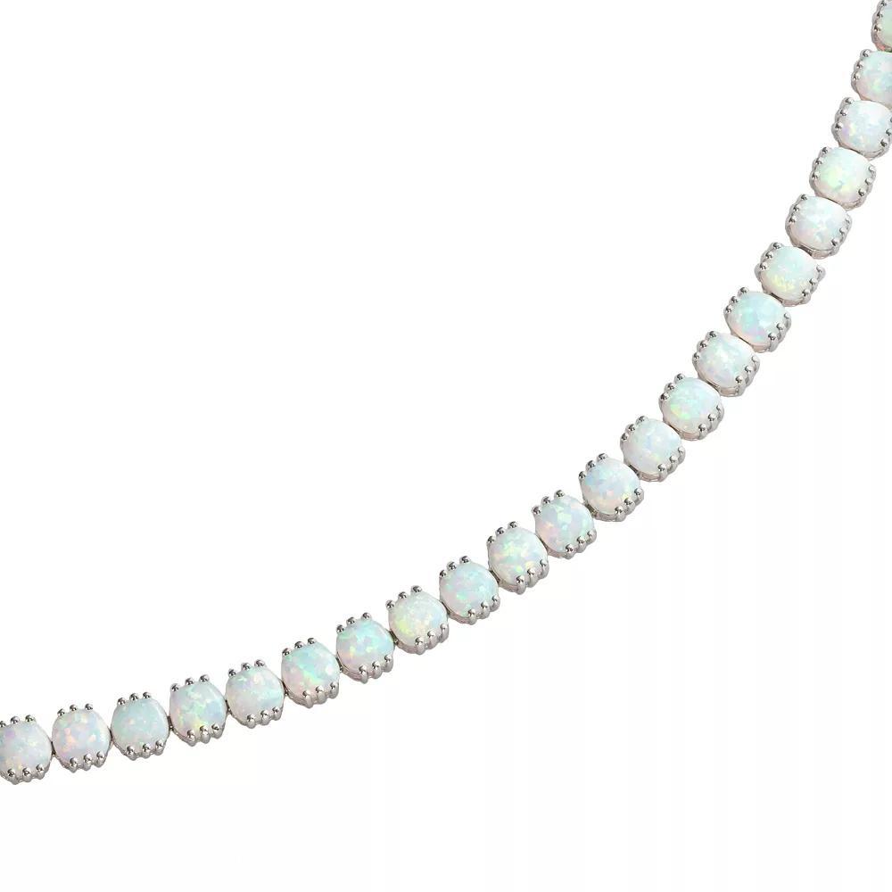 Sterling Silver Lab-Created Opal Bracelet, Womens Product Image