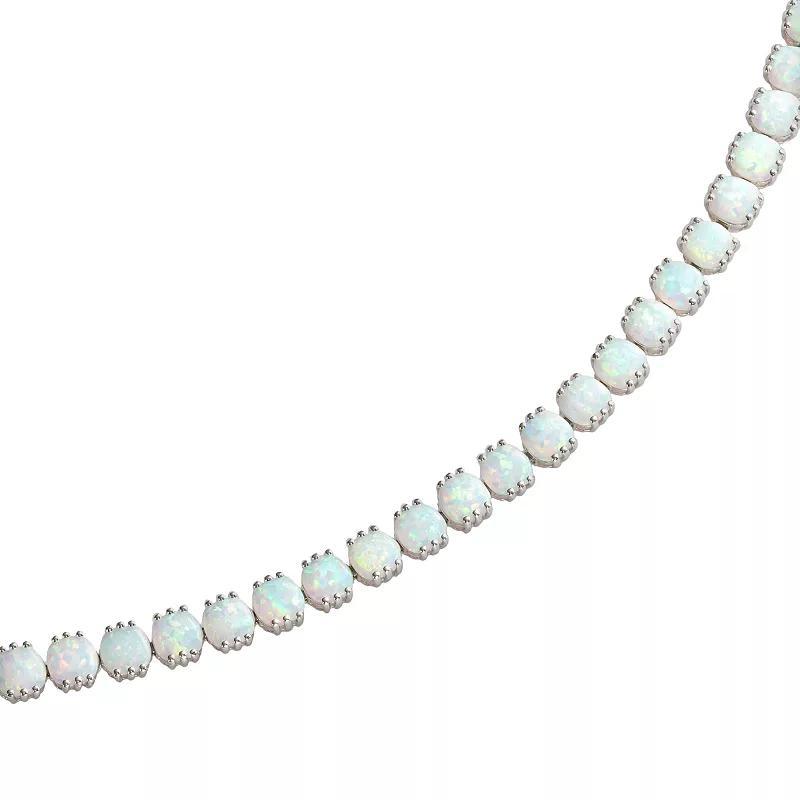 Sterling Silver Lab-Created Opal Bracelet, Womens Product Image