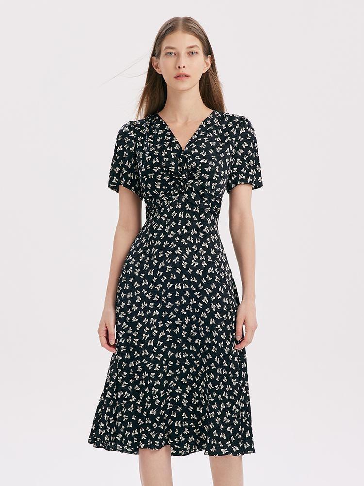 V-Neck Twisted Midi Dress Product Image
