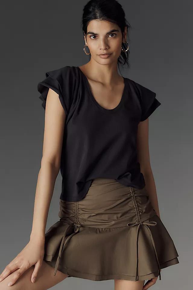 Maeve Scoop-Neck Flounce-Sleeve Tee Product Image