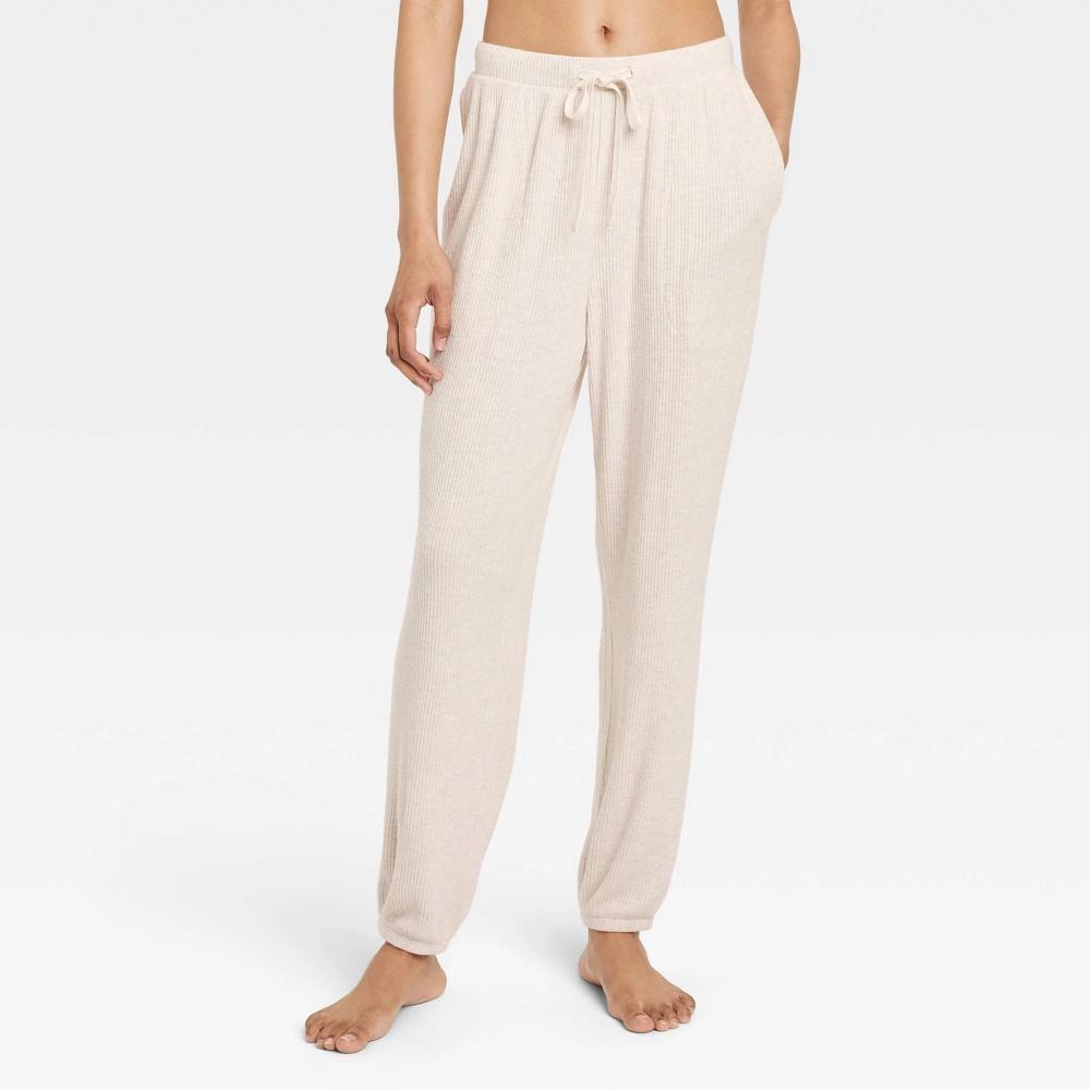 Womens Cozy Ribbed Jogger Pants - Auden Oatmeal XXL Product Image