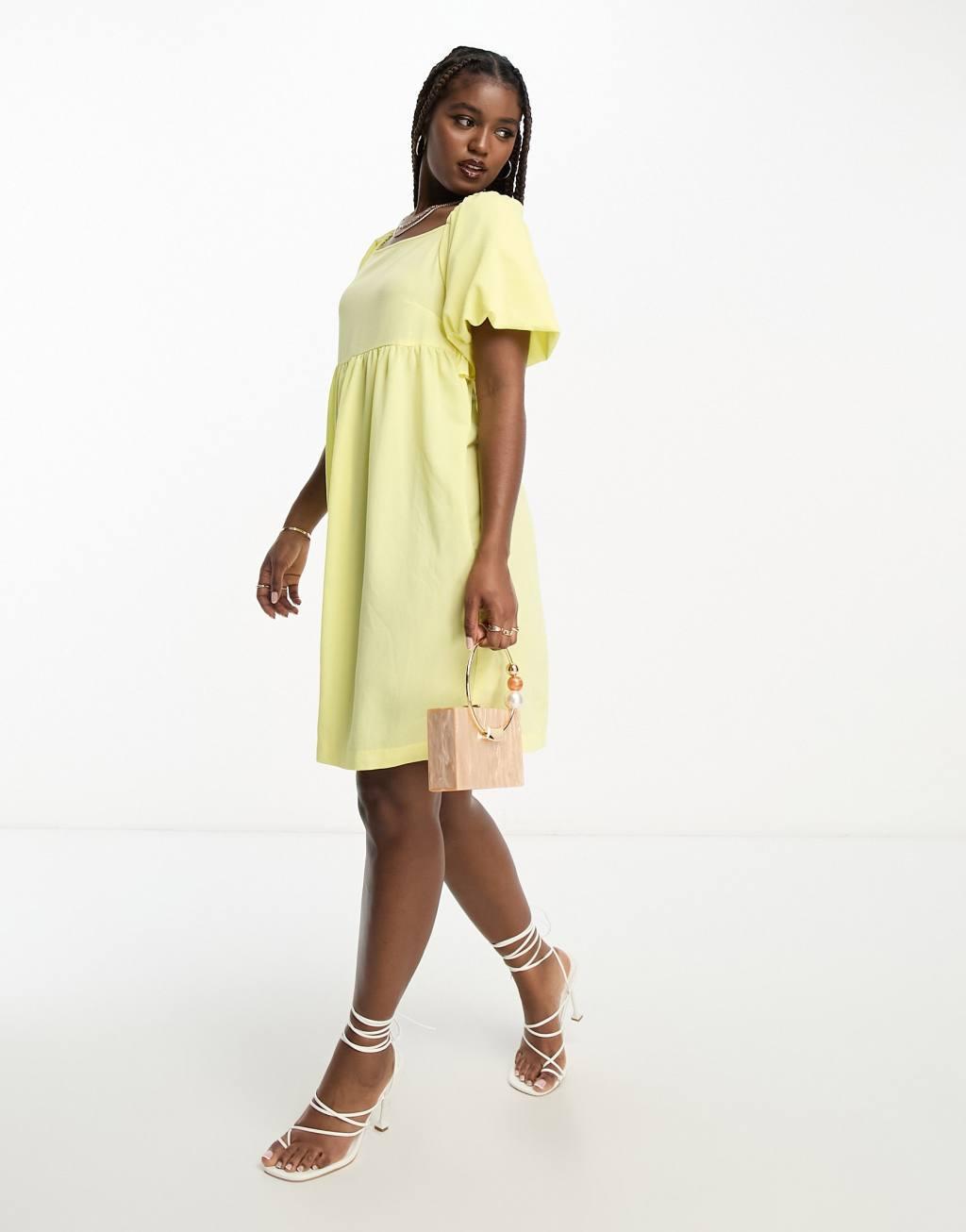 Monki crepe puff sleeve open back mini dress Product Image