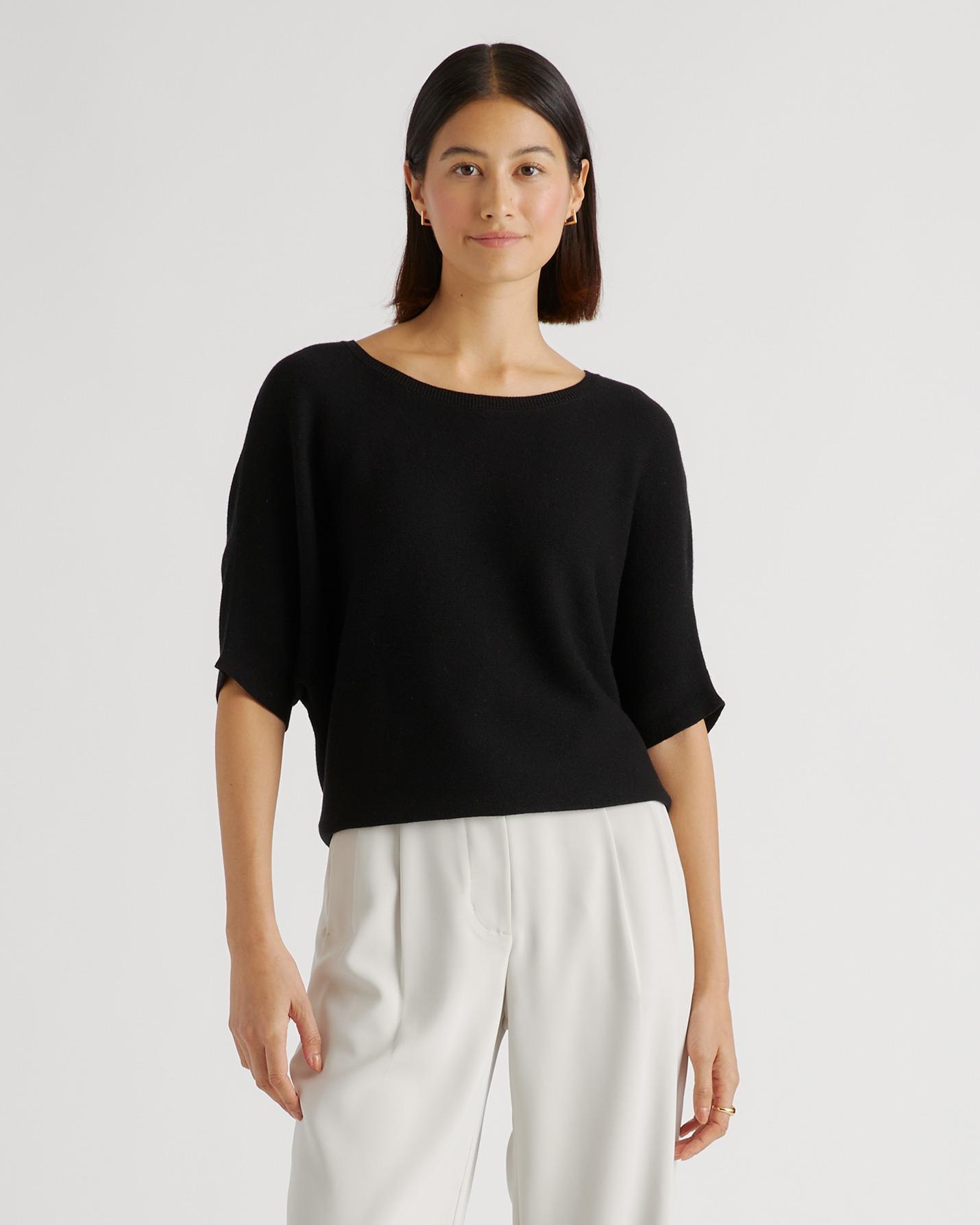 Quince | Women's Lightweight Cotton Cashmere Link-Stitch Dolman Sweater Size XS Product Image