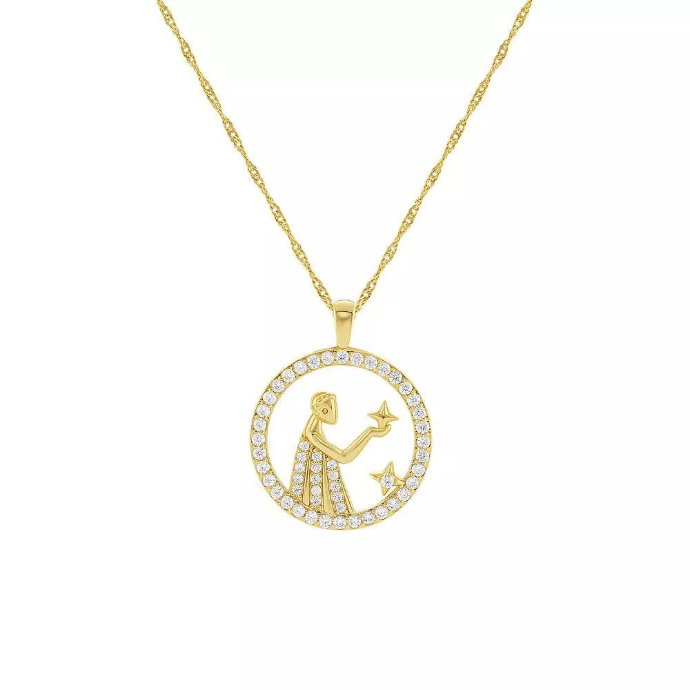 PRIMROSE 18k Gold Plated Cubic Zirconia Zodiac Coin Pendant Necklace, Women's, Size: 18", Virgo Product Image