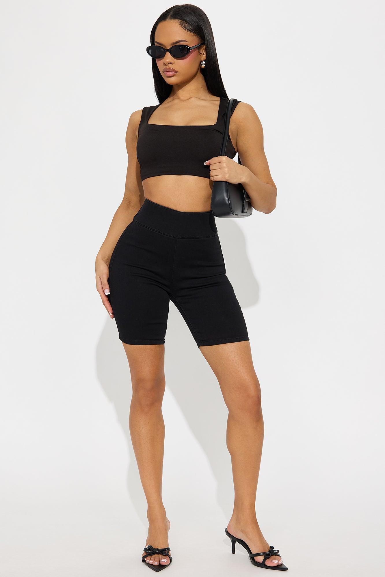 Chase The Vibe High Rise Denim Biker Shorts - Black Product Image