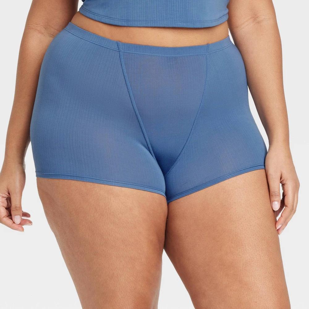 Women's Modal Blend Shortie Underwear - Auden™ Dark Blue 2X: High Rise, Fold Over Waistband, Cotton Gusset, Midweight Fabric Product Image