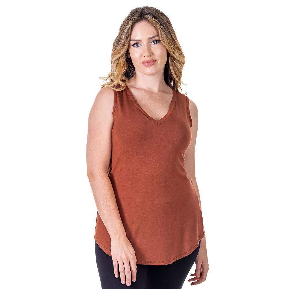 Womens 24seven Comfort Apparel V Neck Tunic Tank Top Red Product Image