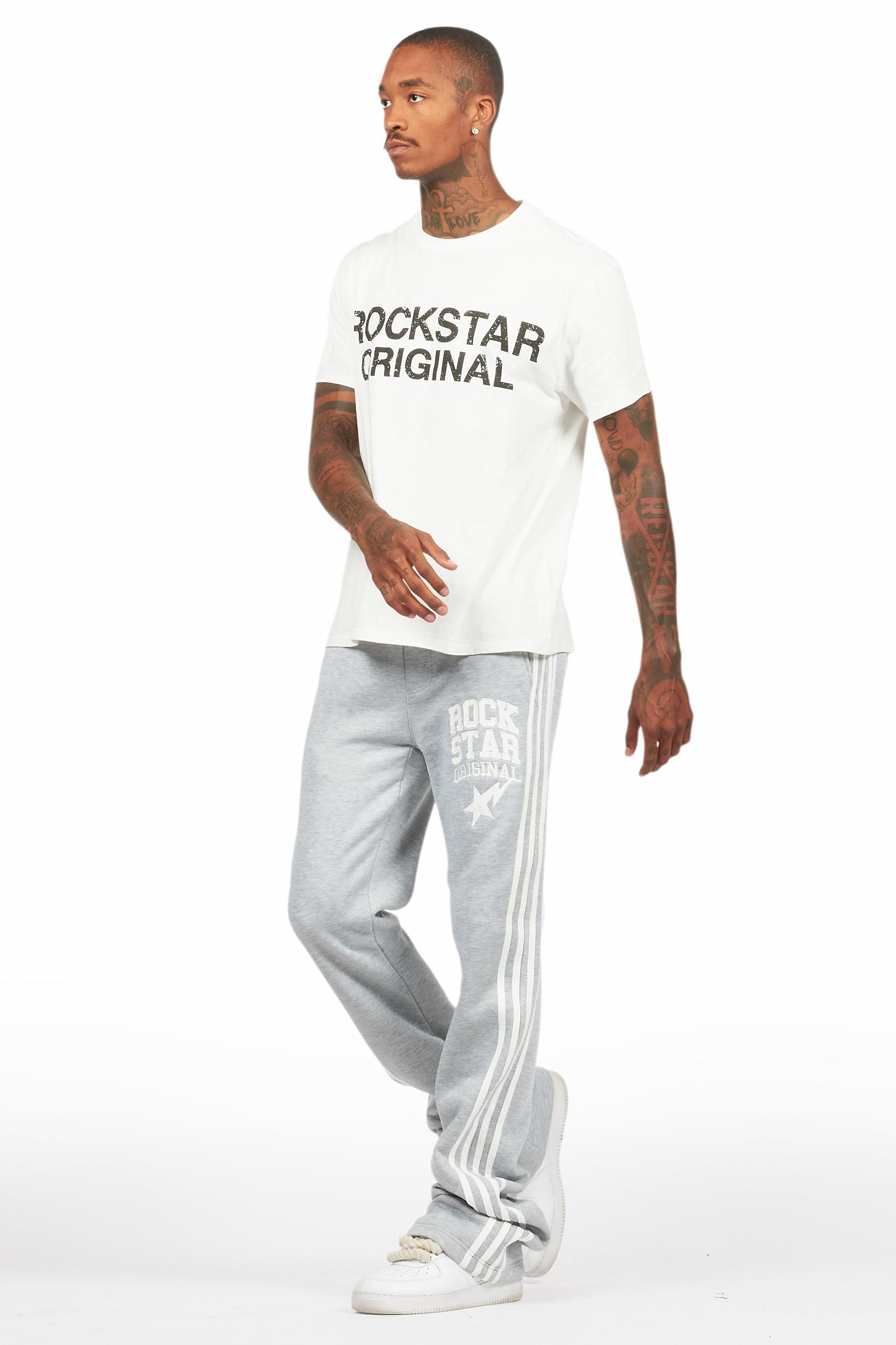 Gerrit Heather Grey Fleece Stacked Baggy Track Pant Male Product Image