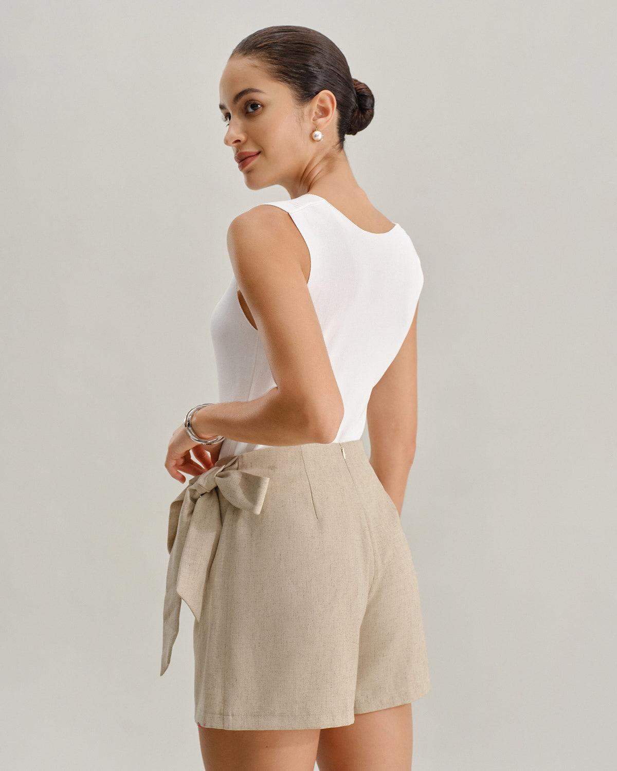 Khaki Ruched A-Line Skort Product Image
