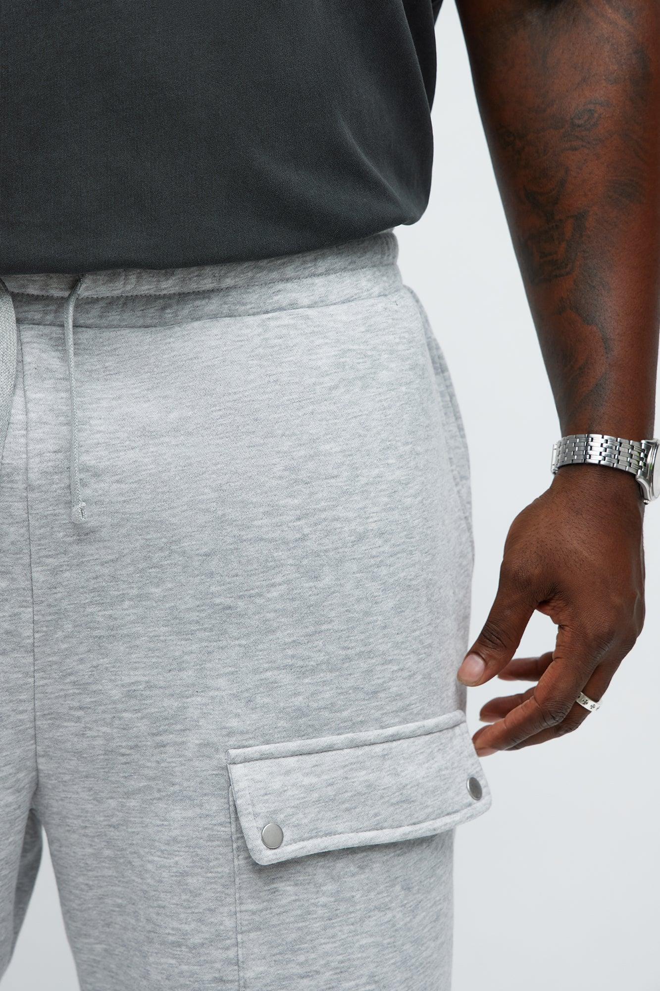 Tyson Relaxed Cargo Snap Shorts - Heather Grey Male Product Image