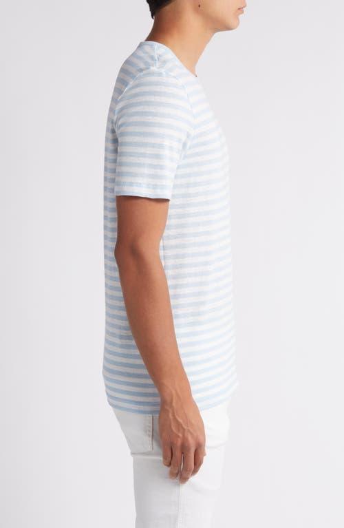 HUGO BOSS Horizontal-stripe T-shirt In Cotton And Linen In Light Blue Product Image