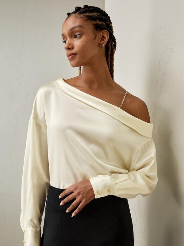 Silk Chic One-Shoulder Top Product Image