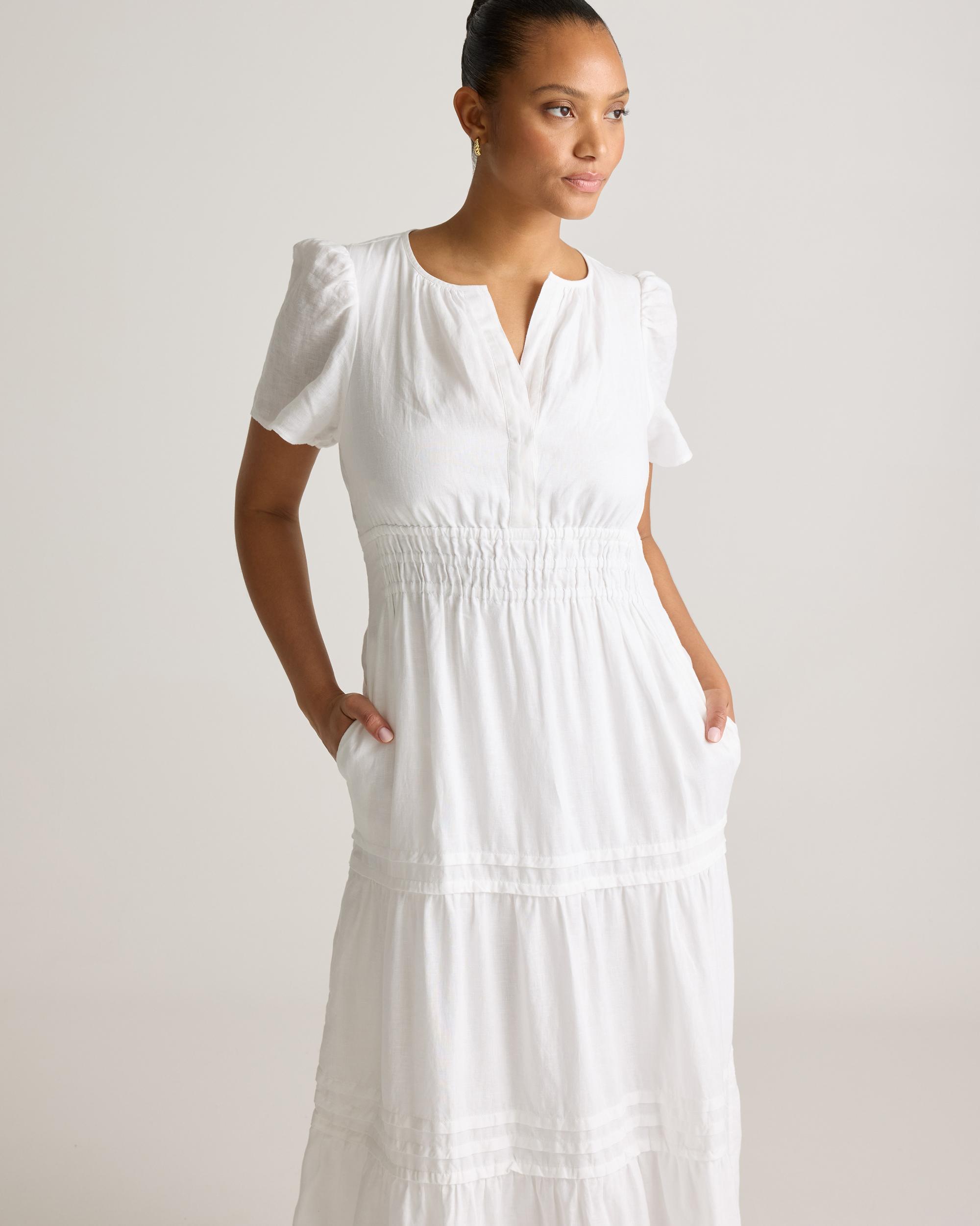 Quince | Women's 100% European Linen Tiered Maxi Dress Product Image