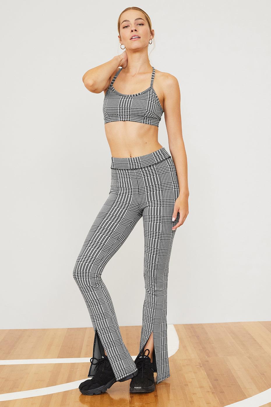 Jacquard High-Waist Glenplaid Flutter Legging - Titanium/Black Product Image