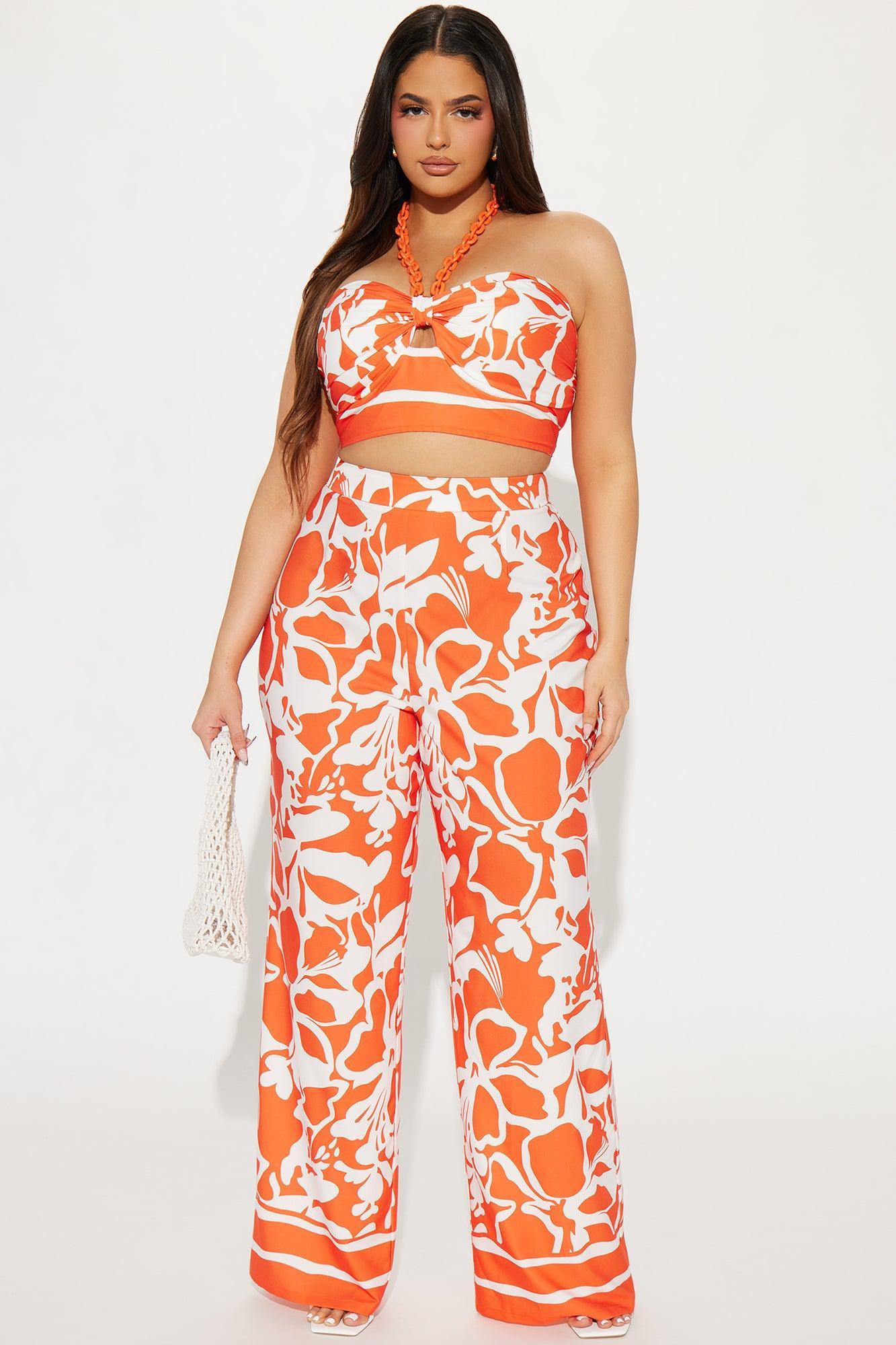 Belina Pant Set - Orange/combo Product Image