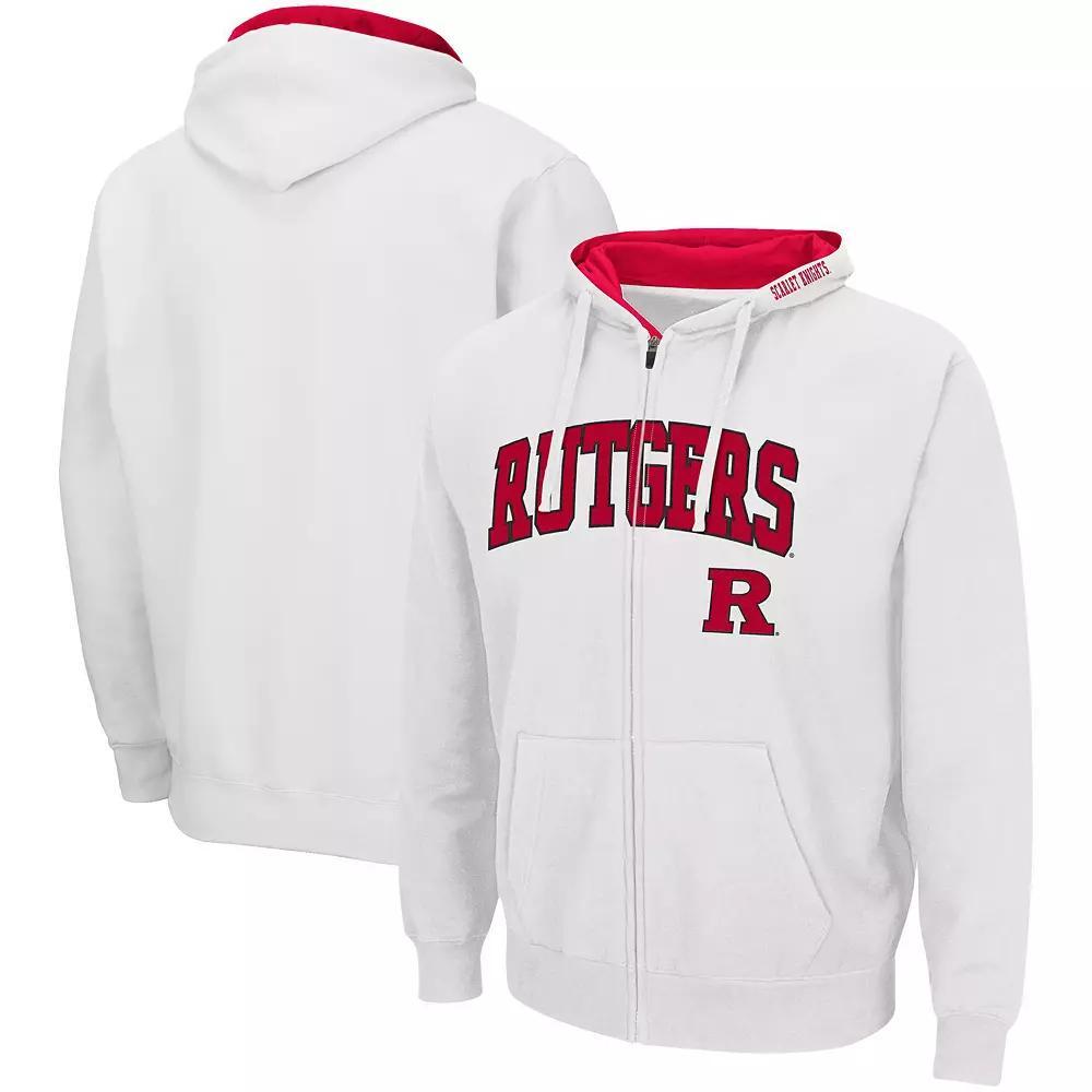 Men's Colosseum White Rutgers Scarlet Knights Arch & Logo 3.0 Full-Zip Hoodie, Size: 2XL Product Image