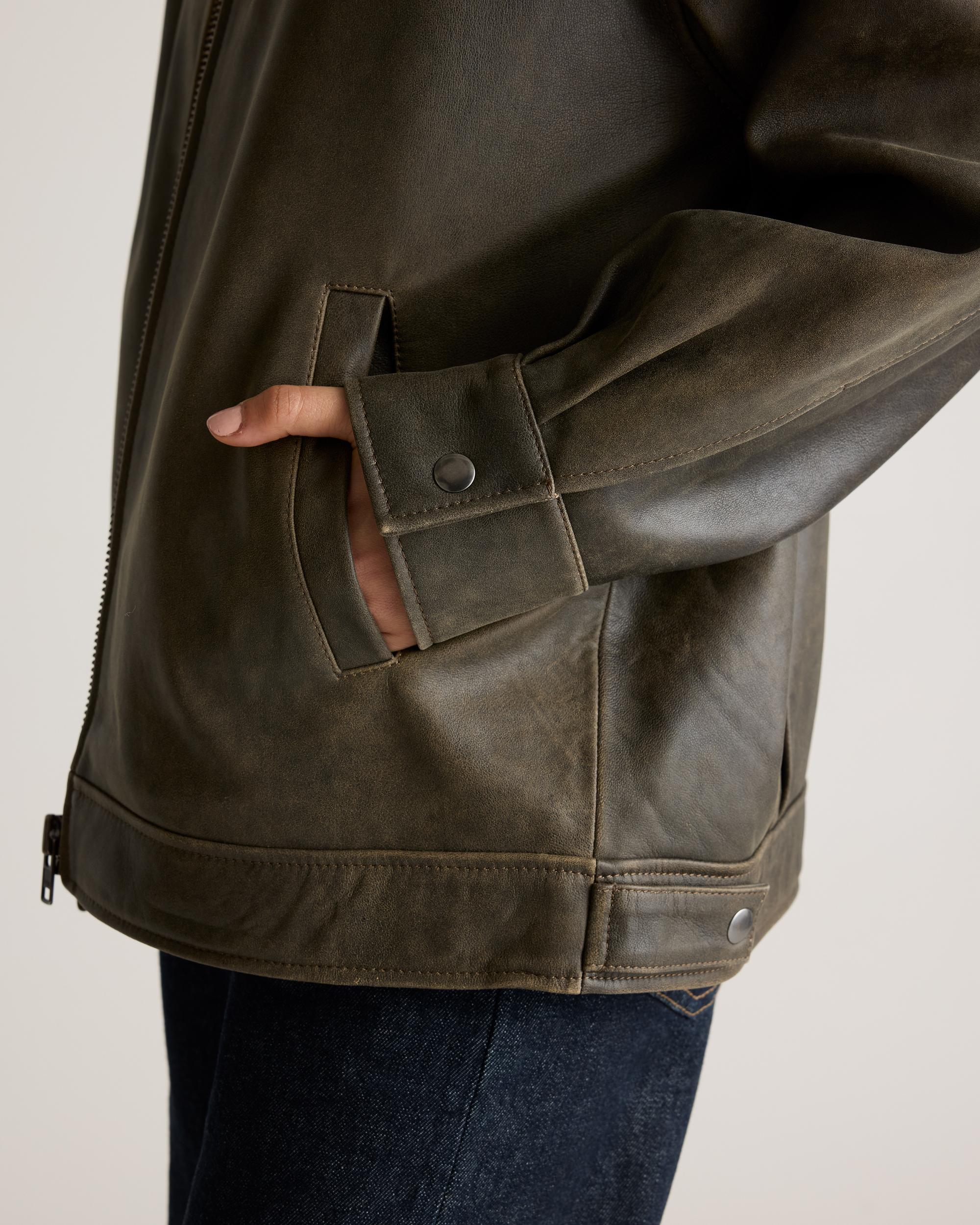 Quince | Women's OverSized Bomber Jacket Leather Product Image