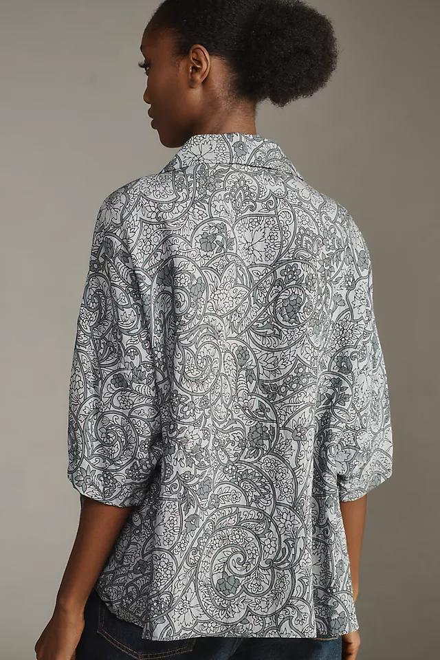 The Dylon Short-Sleeve Wide-Placket Top: Printed Edition Product Image