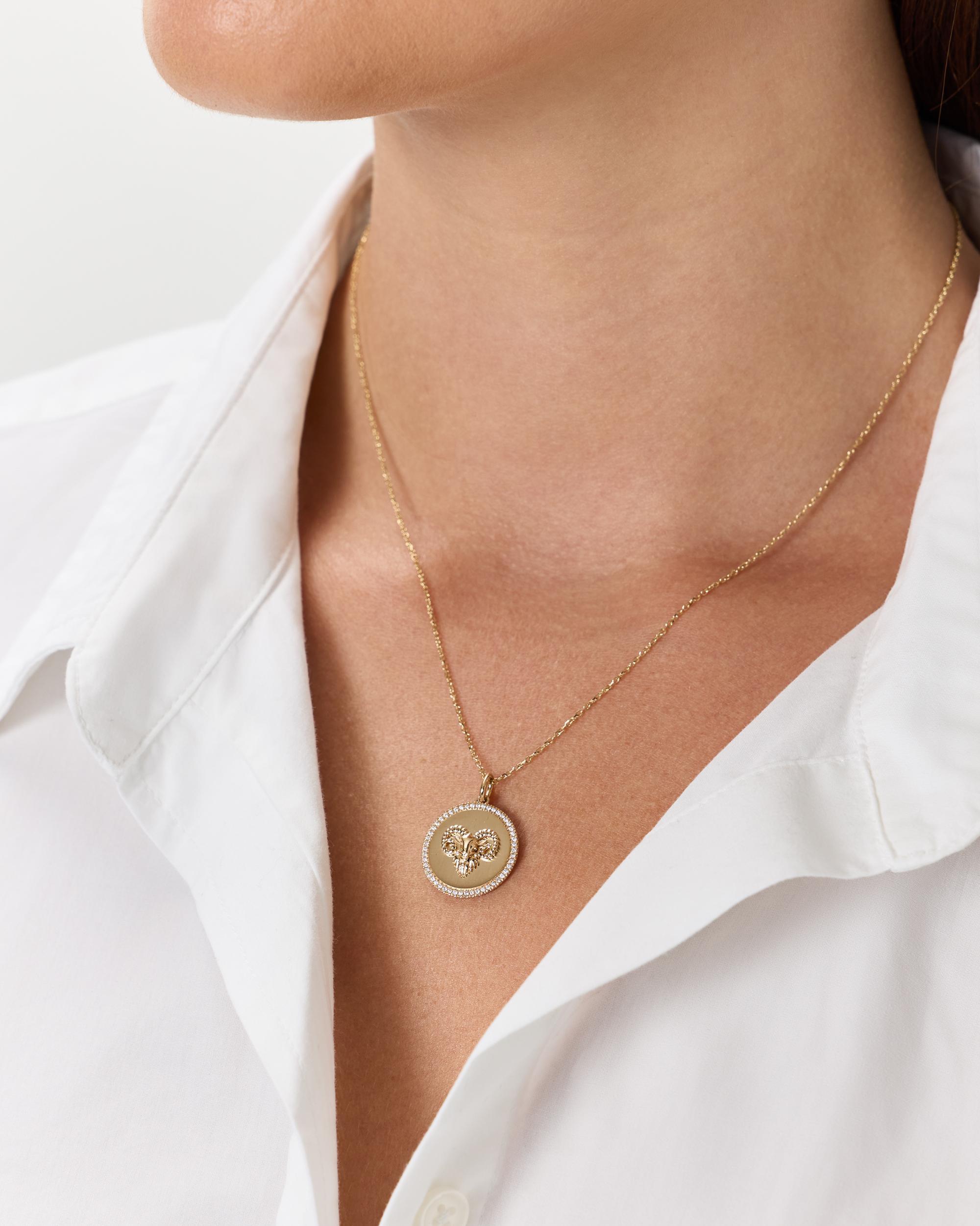 Quince | Women's 14K Gold Pave Zodiac Medallion Necklace Product Image