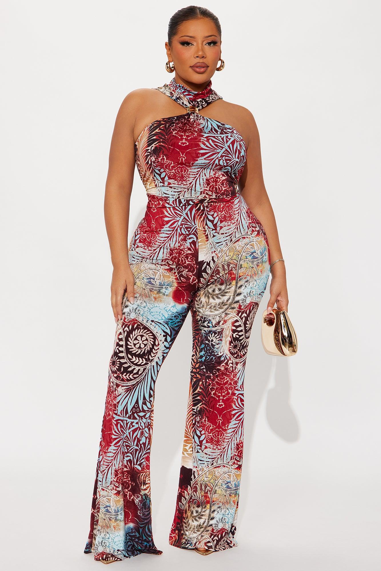 Radiant Goddess Halter Jumpsuit - Multi Color Product Image