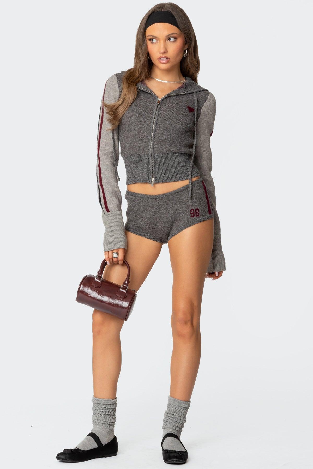 Heart Knit Zip Up Hoodie Product Image