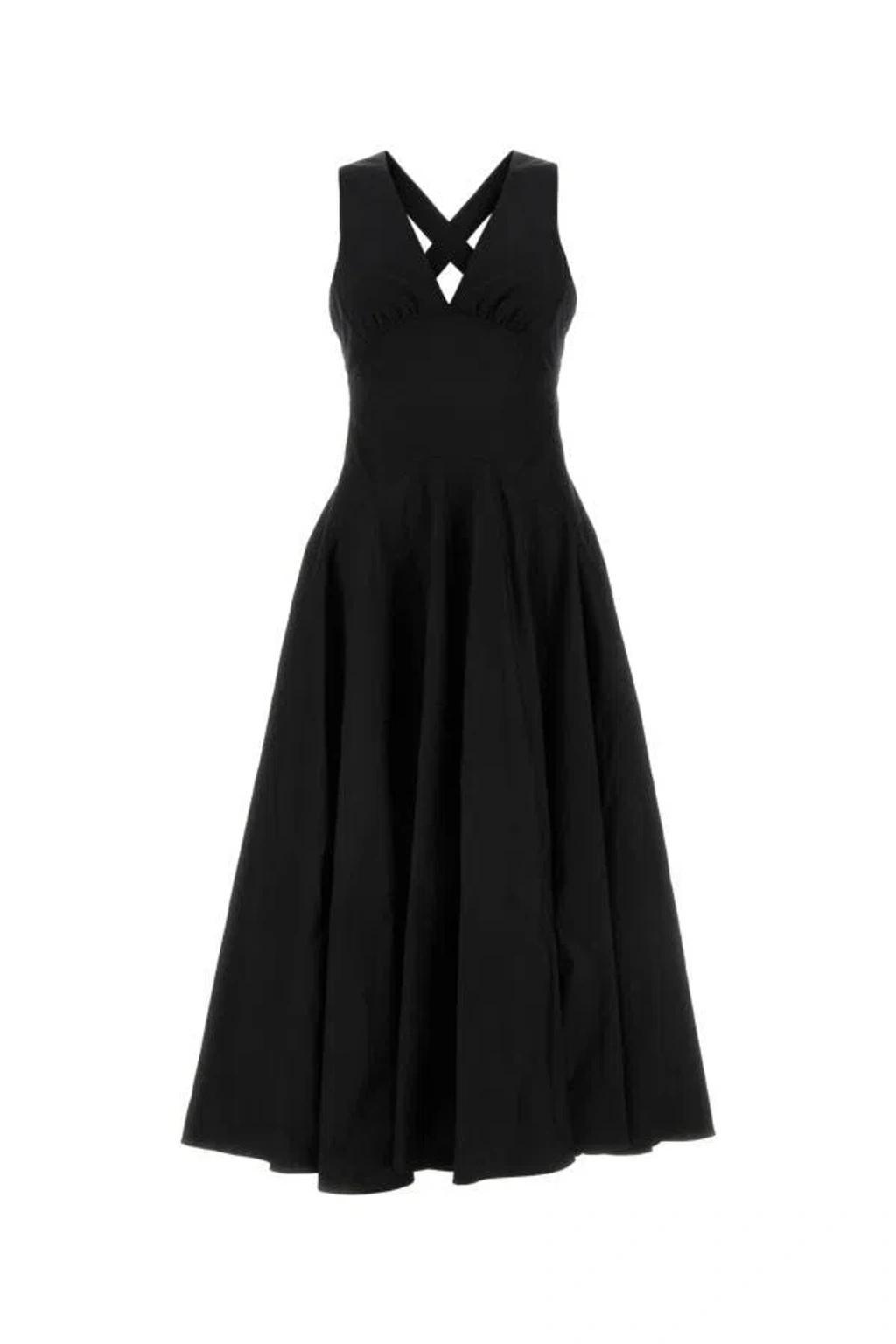 ALAÏA Crossover Open-back Sleeveless Midi Dress In Black Product Image