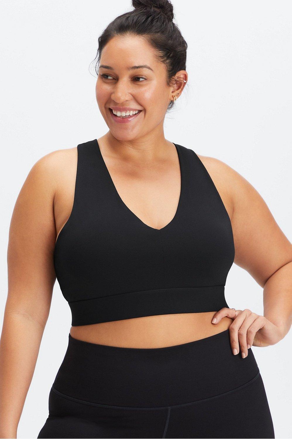 Fabletics On-The-Go Midi Medium Impact Sports Bra Womens black Size XXS Product Image