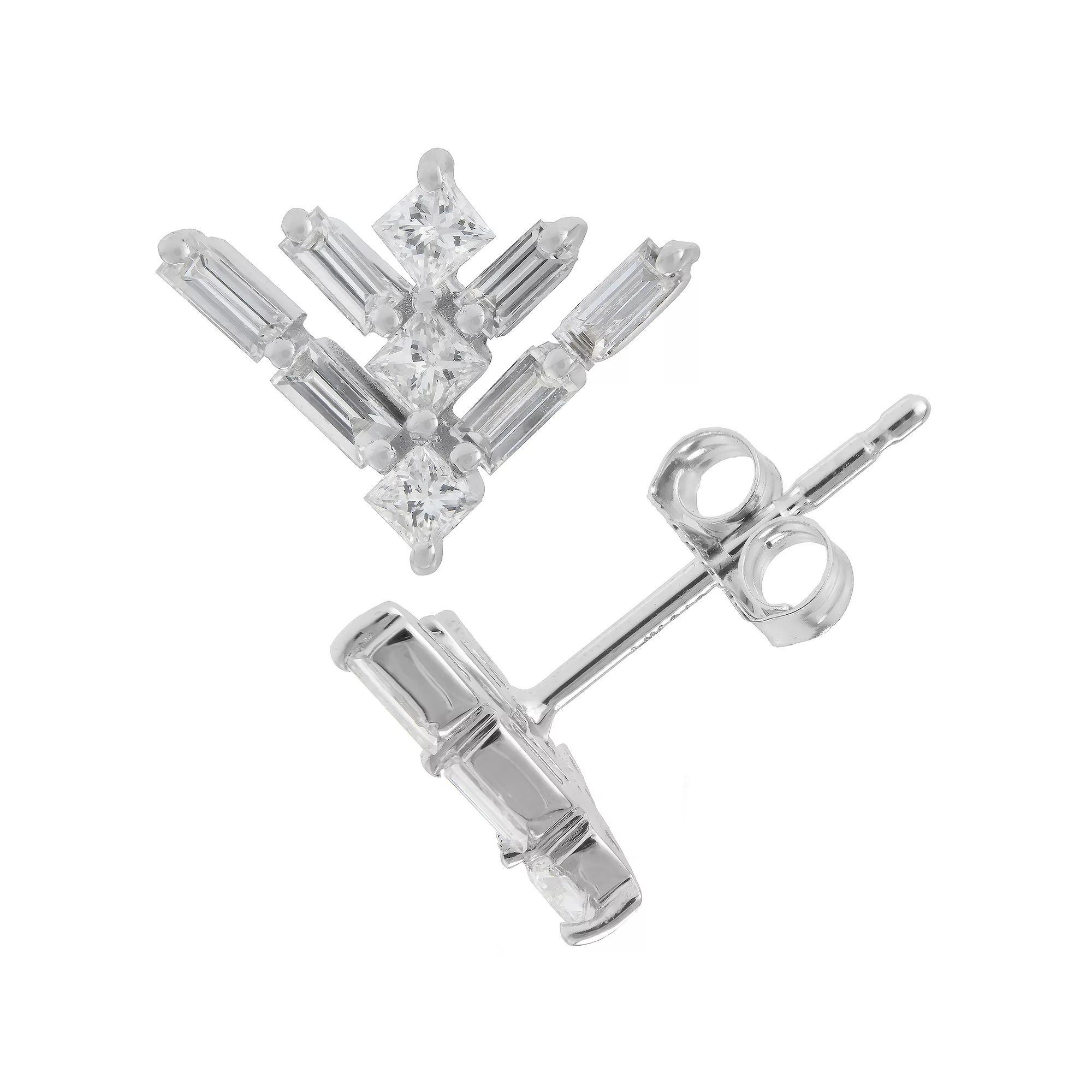 Luxle 14k White Gold 3/8 Carat T.W. Diamond Double Chevron Stud Earrings, Women's Product Image