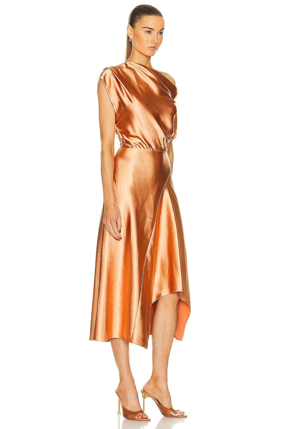 Jasmine Draped Satin Midi Dress Product Image