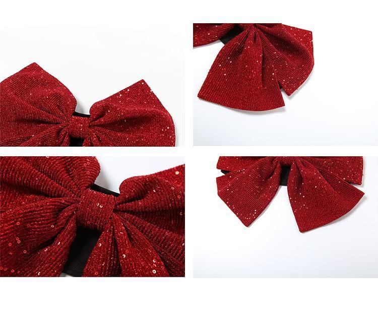 Bowknot Crop Tube Top / Mid Rise Bubble Shorts Product Image
