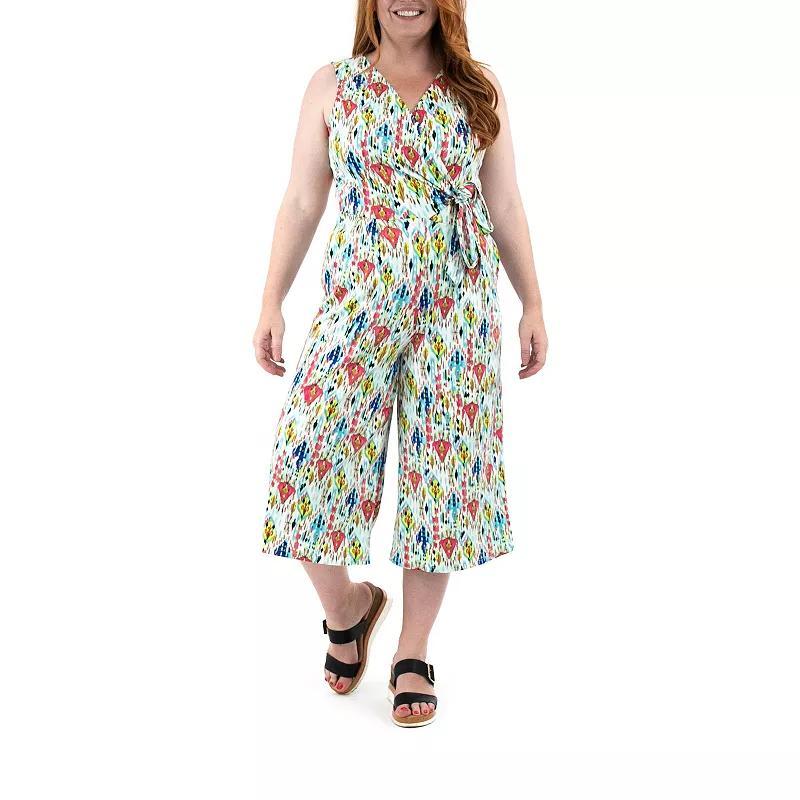 Womens Nina Leonard Print Surplice Wide-Leg Jumpsuit Product Image
