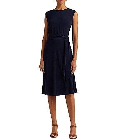 Lauren Ralph Lauren Belted Bubble Crepe Dress Women's Dress Product Image