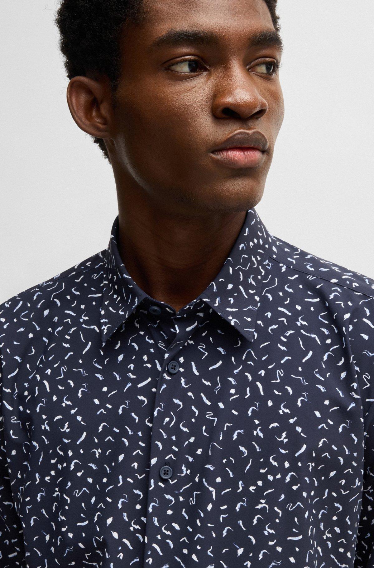 Slim-fit shirt in printed performance-stretch fabric Product Image