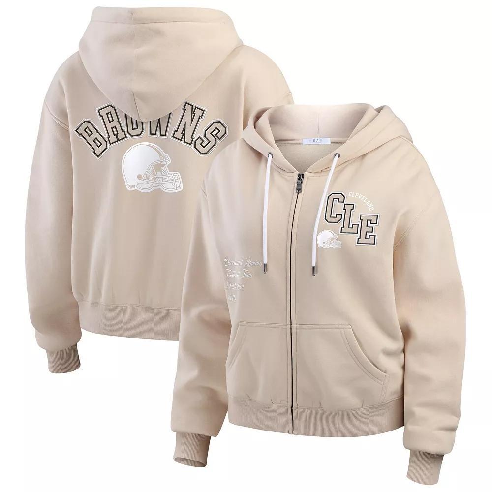 Women's WEAR by Erin Andrews Oatmeal Cleveland Browns Tonal Full-Zip Hoodie, Size: Small, Team Product Image