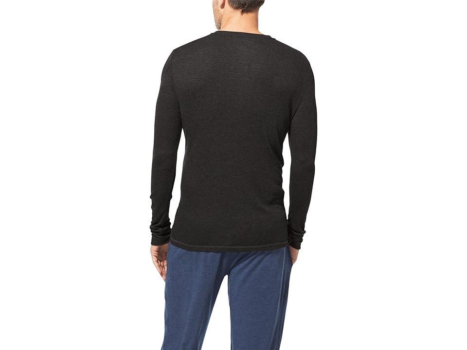 Tommy John Lounge Long Sleeve Henley (Charcoal Heather) Men's Pajama Product Image