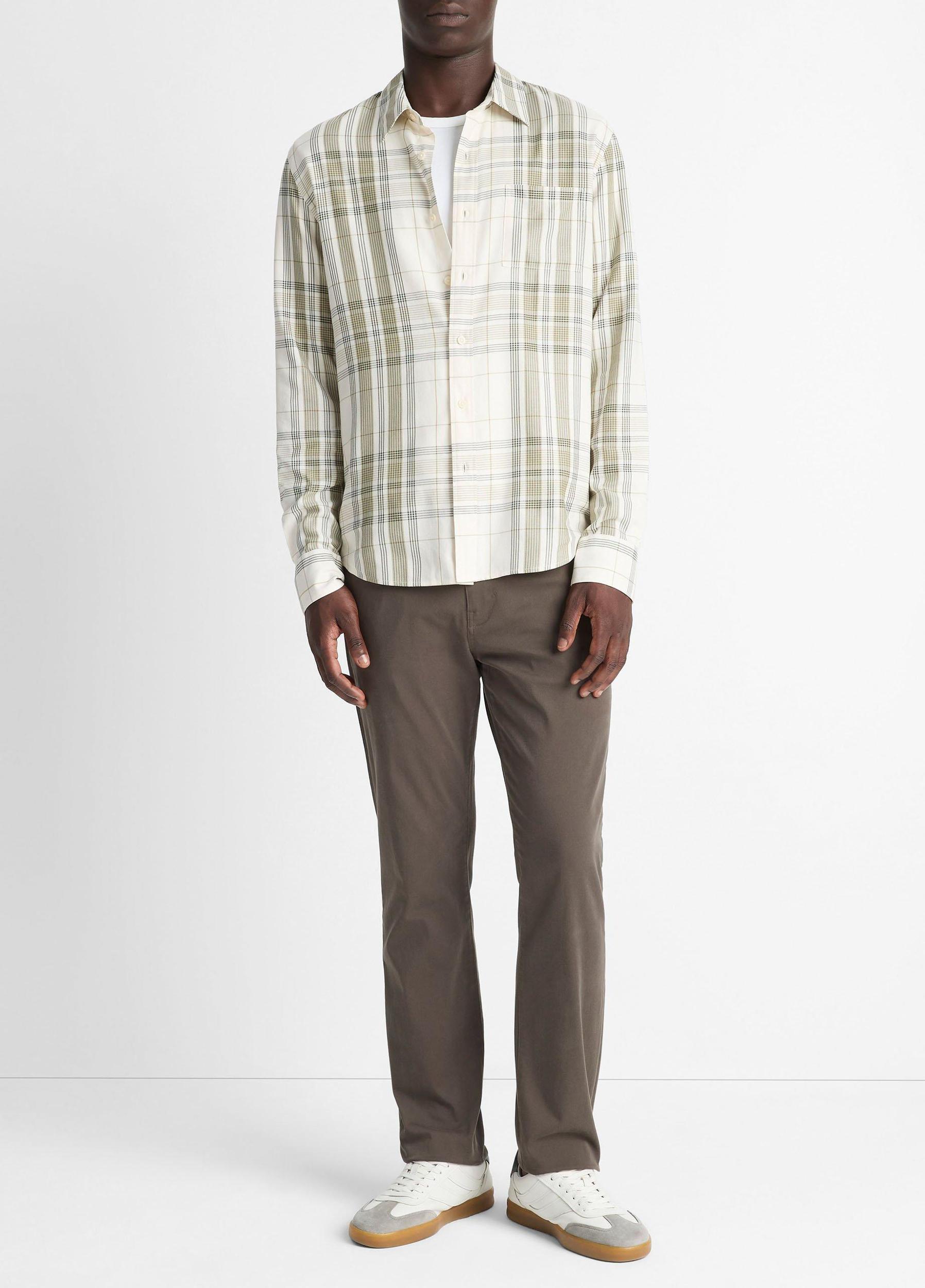 Dunluce Plaid Cotton-Blend Button-Front Shirt Product Image