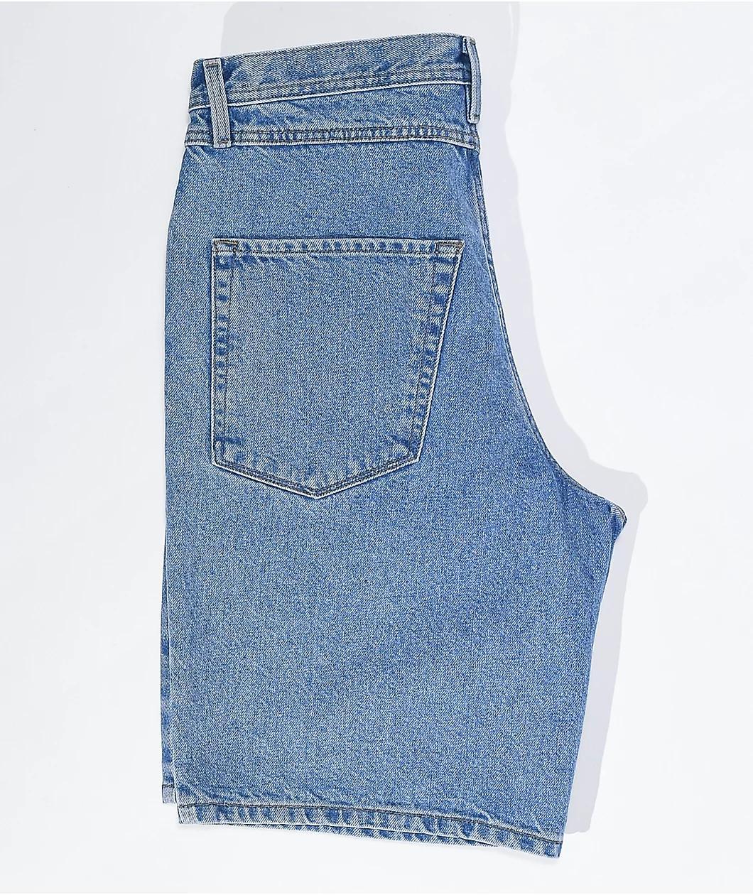 Empyre Scramble Ultra Wide Grey Wash Denim Skate Shorts Product Image