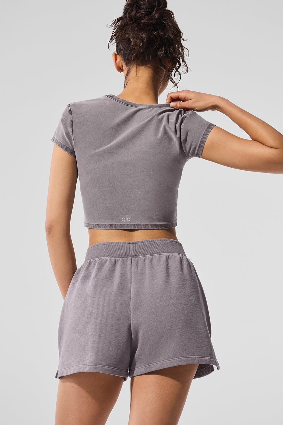 Washed Alosoft Crop Finesse Short Sleeve - Cool Grey Wash Product Image