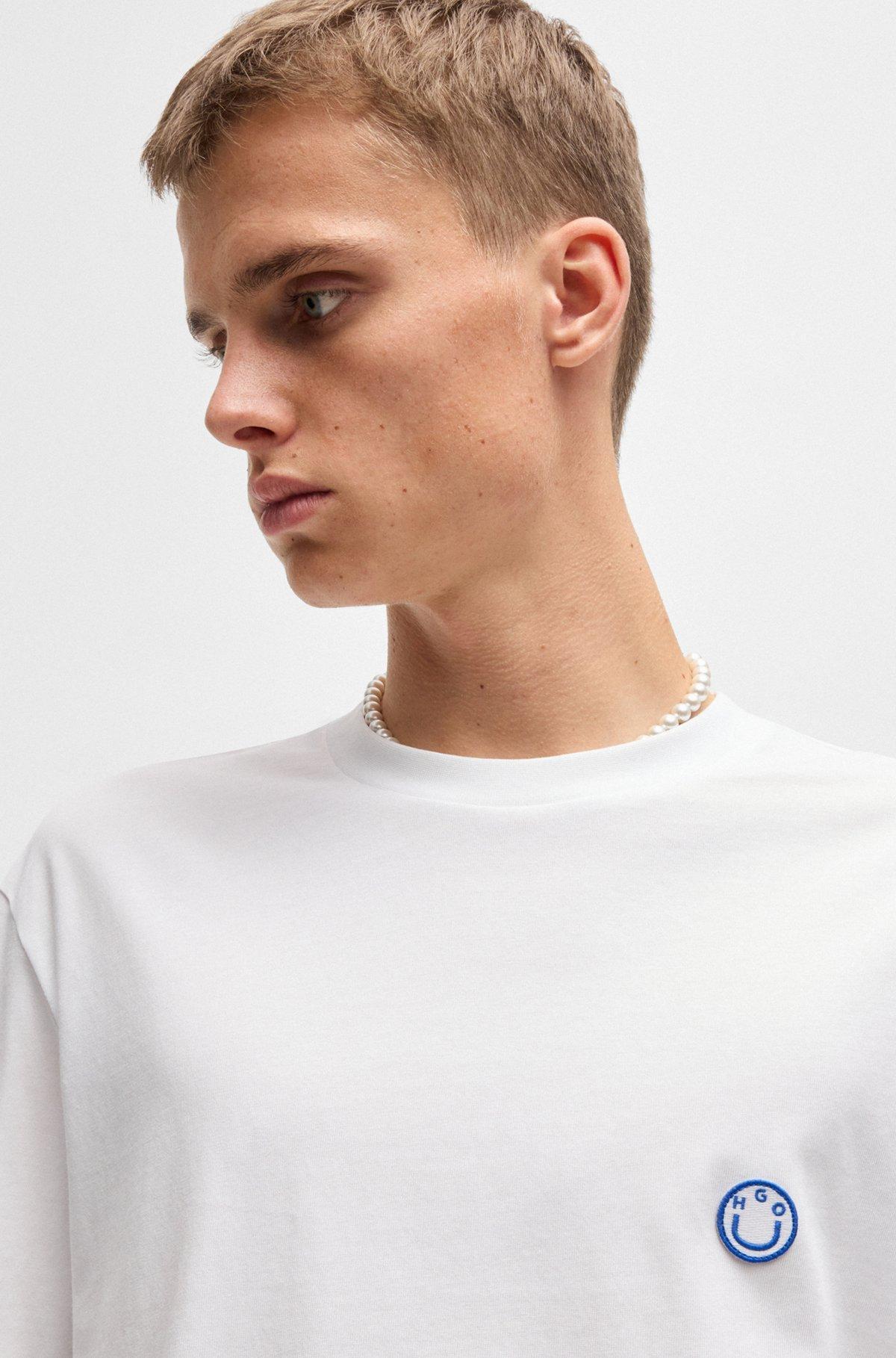 Cotton jersey T-shirt with curved logo Product Image