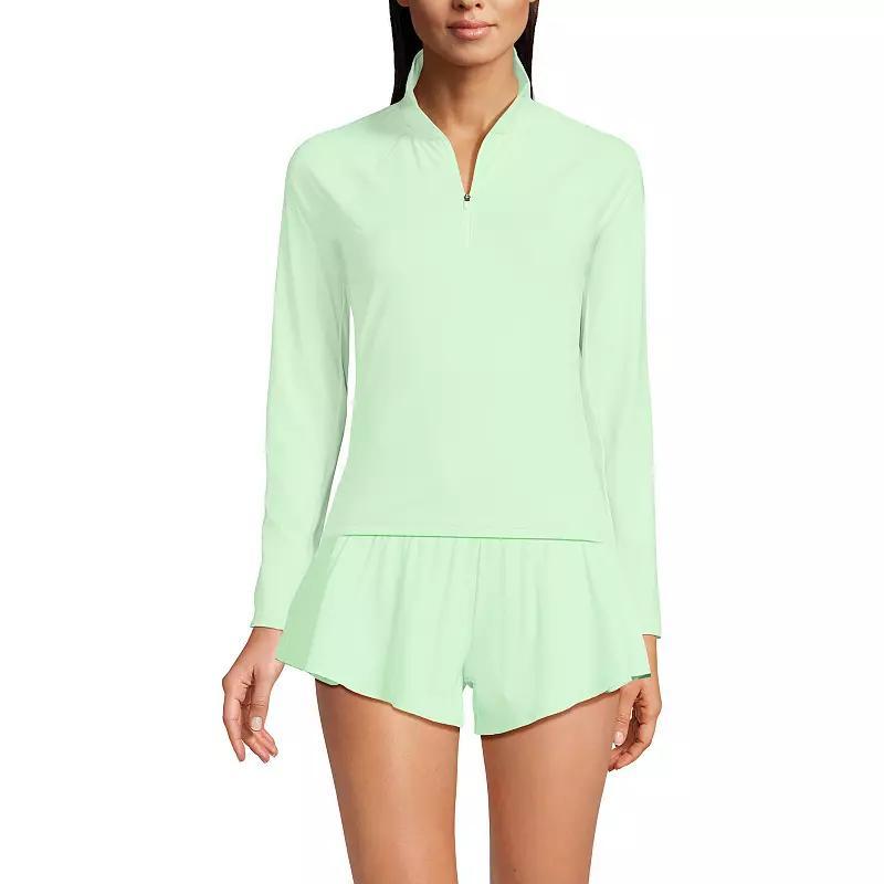 Women's Lands' End Long Sleeve Quarter Zip Swim Top, Size: XS, Icy Mint Green Product Image