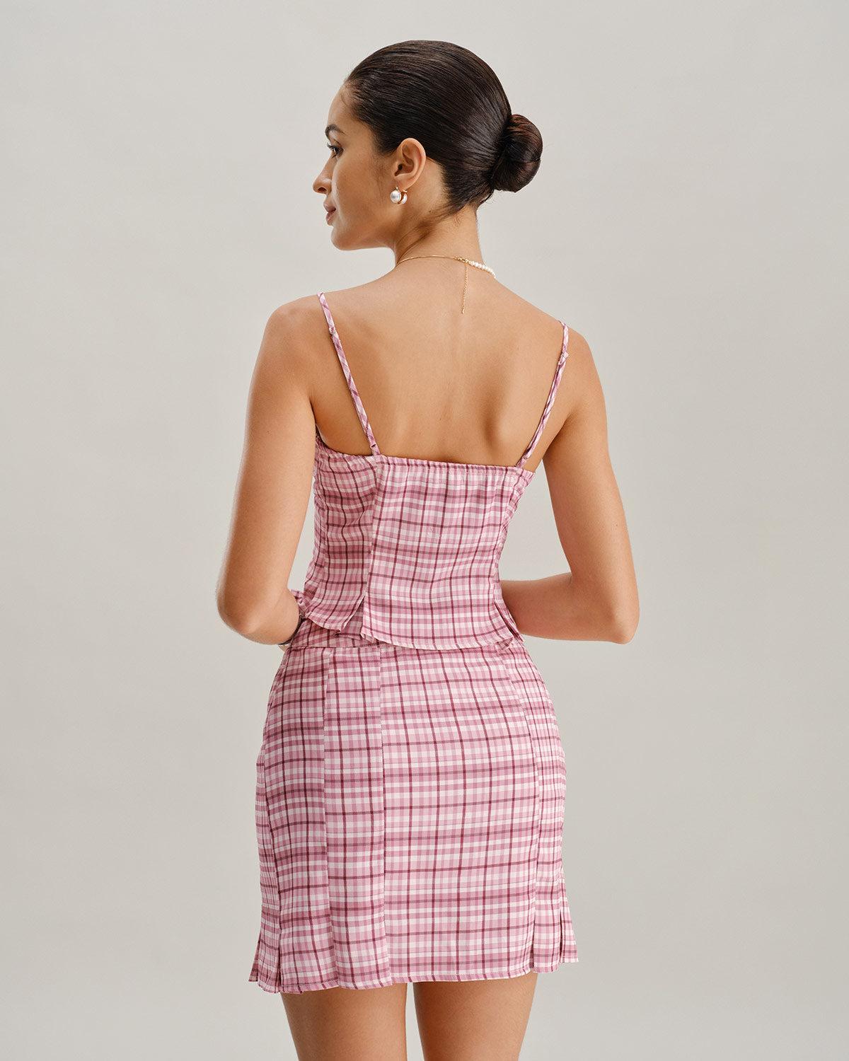 Pink Plaid Cami Top Product Image