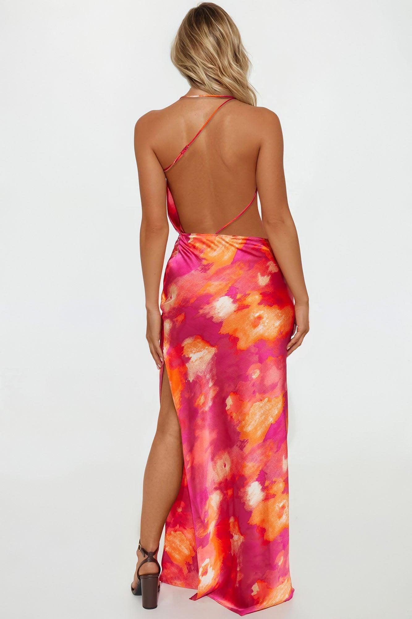 To Dye For Satin Maxi Dress - Fuchsia Product Image
