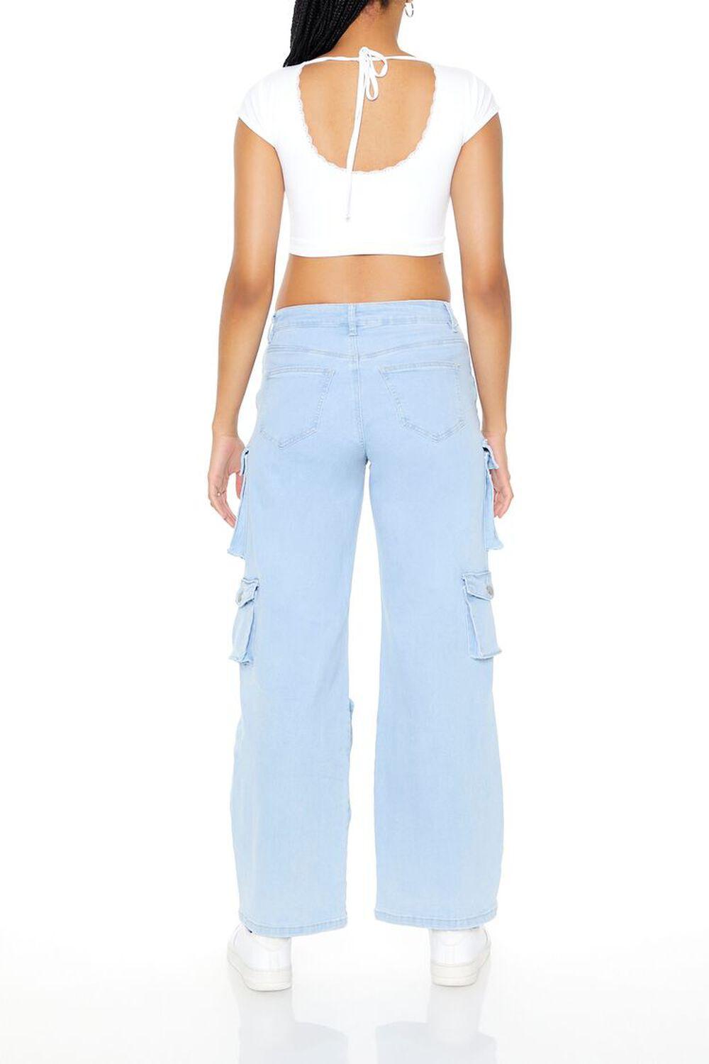 Low-Rise Wide-Leg Cargo Jeans | Forever 21 Product Image