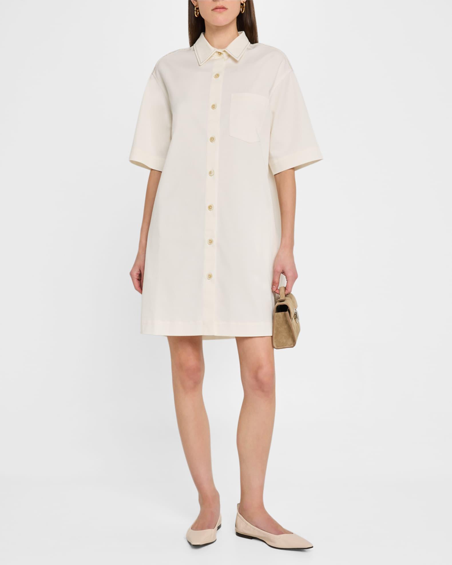 Chain-Trim Cotton Gabardine Shirtdress Product Image