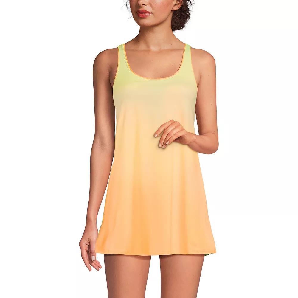 Women's Lands' End Scoop Neck Mini Swim Dress One-Piece Swimsuit, Size: Large, Mint Orange Ombre Product Image