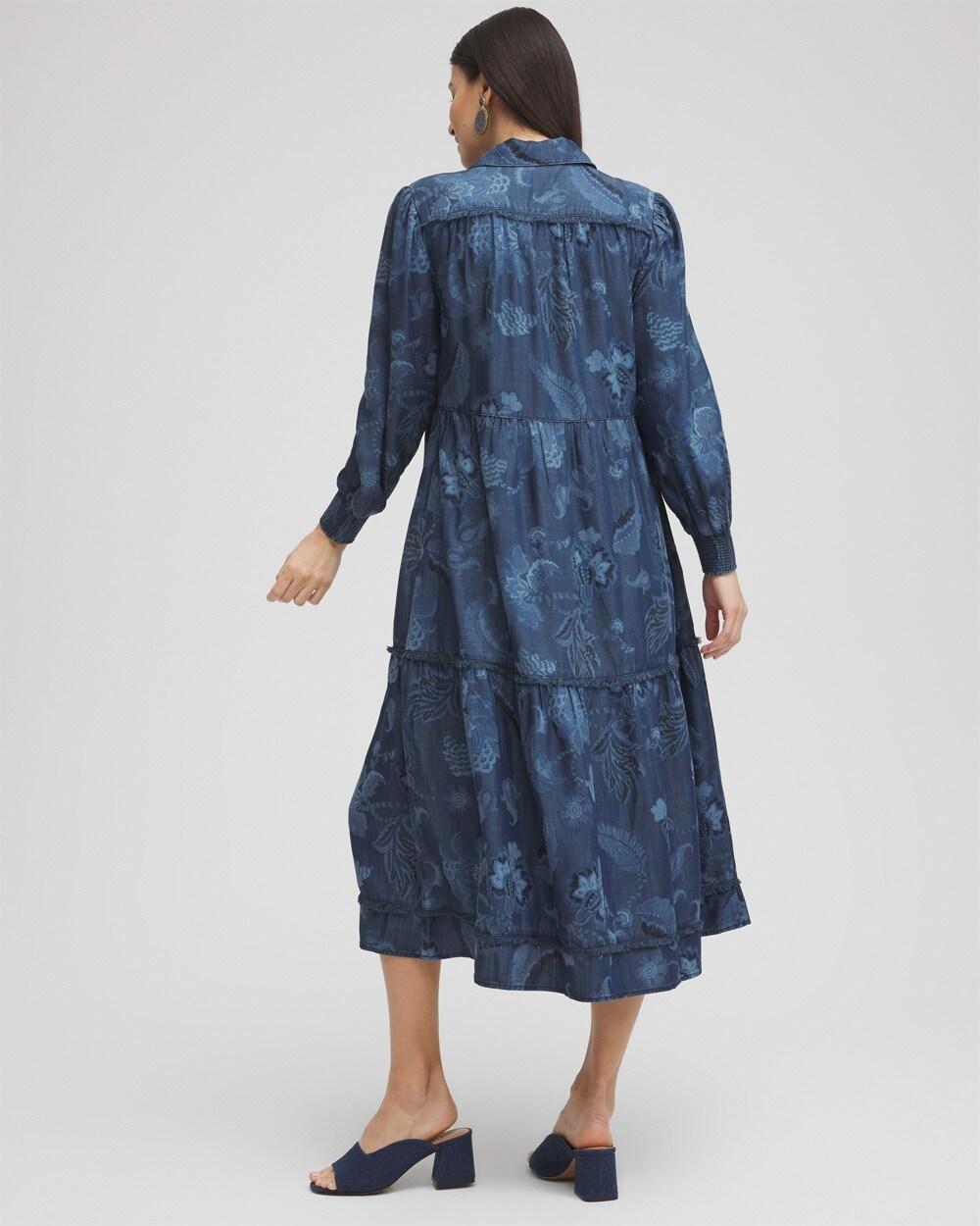 Chambray Fray Trim Tunic Dress Product Image