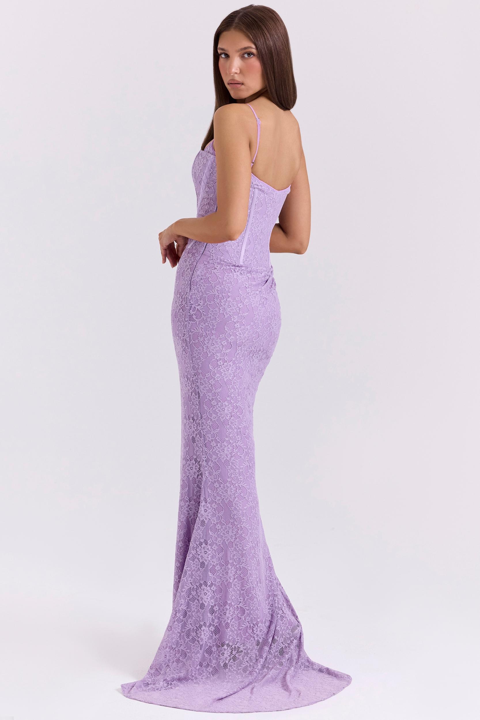 Antonina  orchid lace corset maxi dress Product Image
