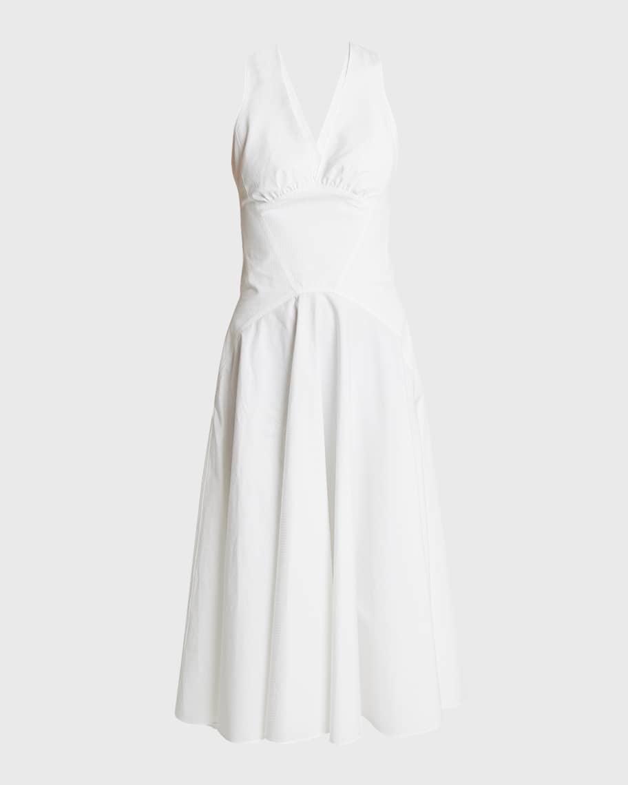 V-Neck Sleeveless Crossback Midi Dress Product Image