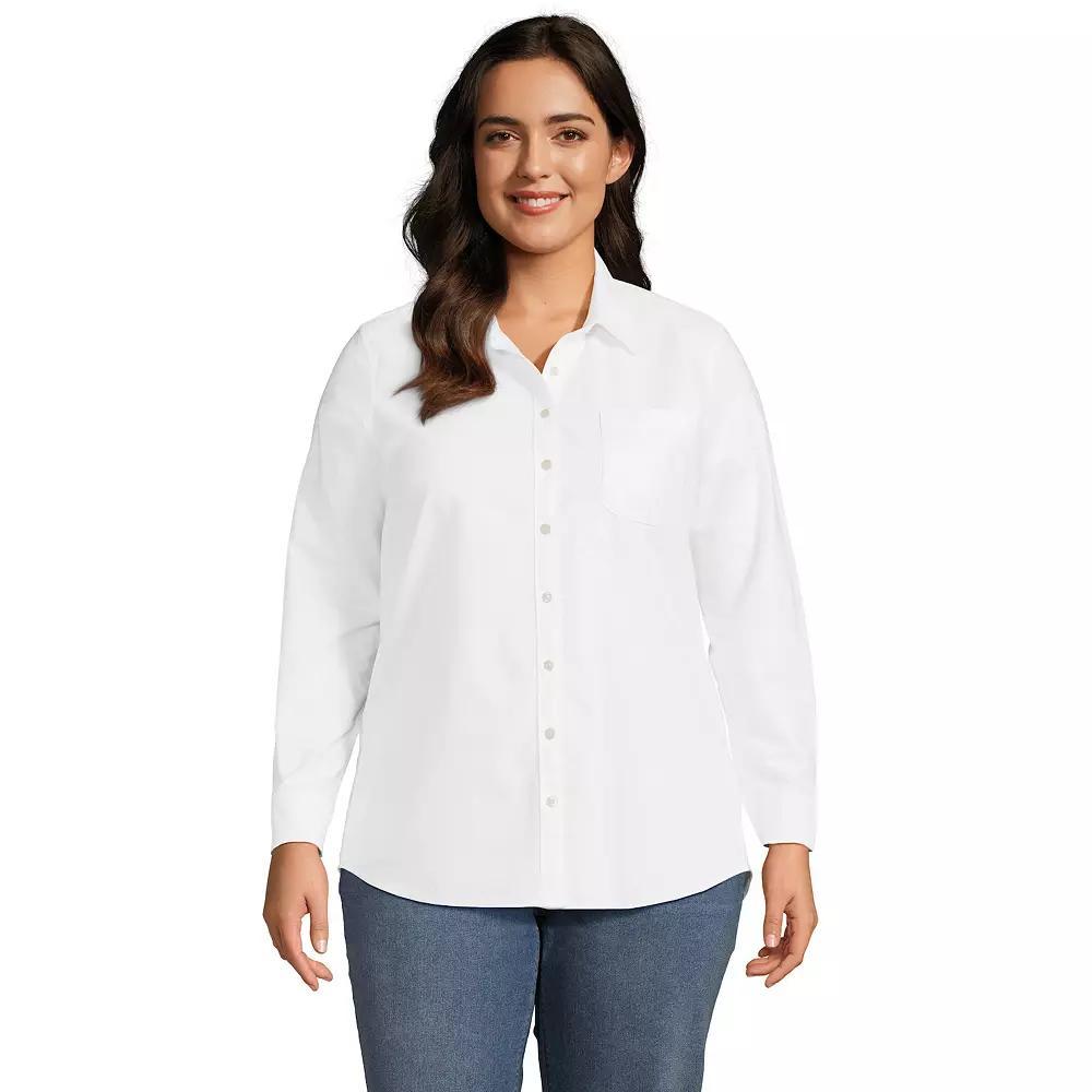 Womens Lands End Long Sleeve Classic Oxford Dress Shirt Product Image